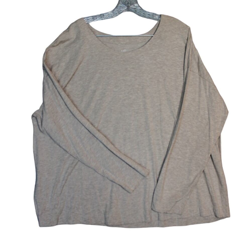 J JILL Luxe Supima Relaxed Tee Long Sleeves Tan Size 3X